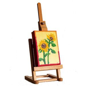 Original Acrylic Painting w/Easel "Sunflowers V" by Dawn M. Wayand Desk Art